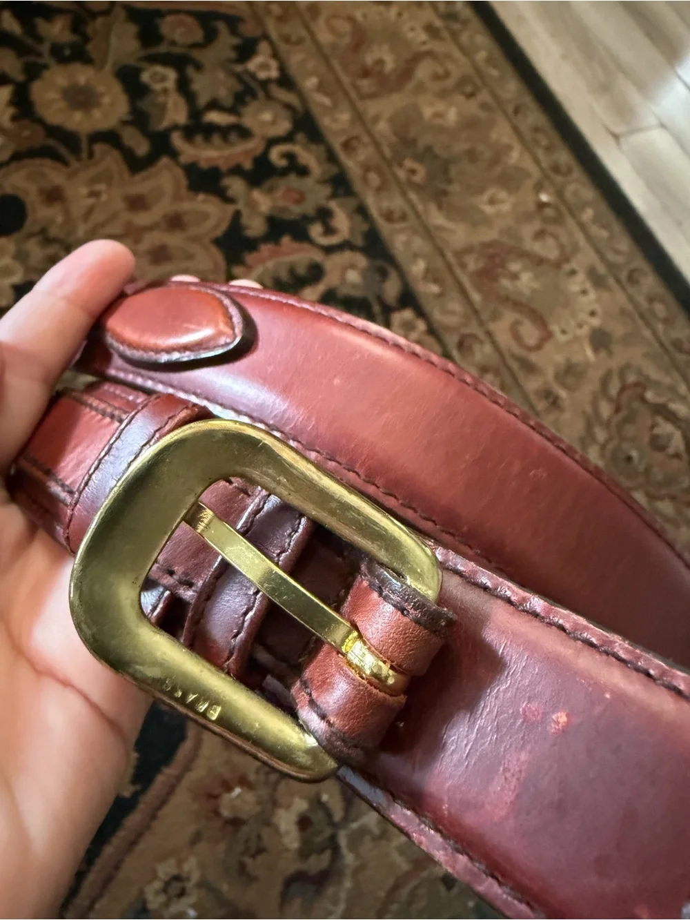 Cabela's Chestnut Brown Leather Belt with Brass Buckle